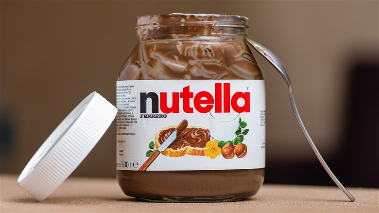 partially empty Nutella jar