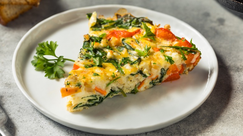 slice of frittata on a plate