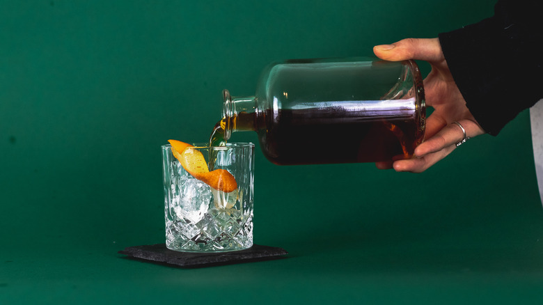 Pouring a pre-batched cocktail
