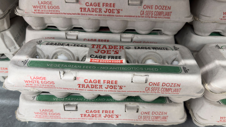 Cartons of Trader Joe's eggs
