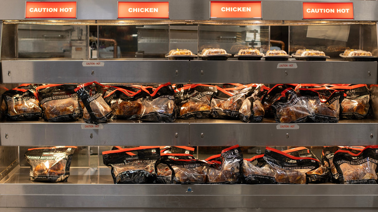 Costco's rotisserie chicken case