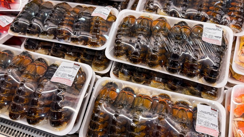Costco packaged lobster tails in store cooler