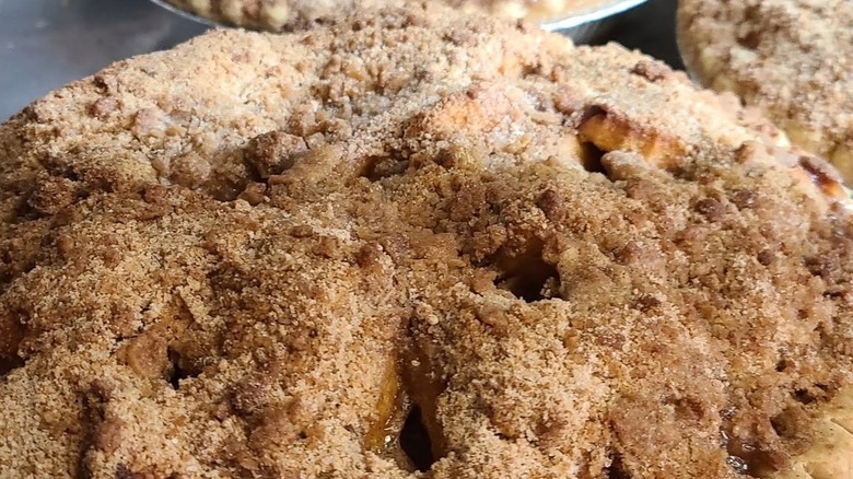close-up of Dutch apple pie