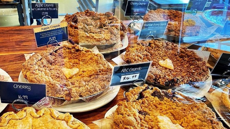 pies behind pie case