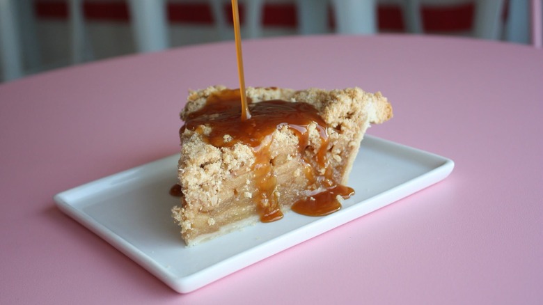 slice of caramel apple pie