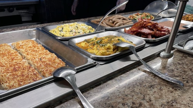 Breakfast buffet trays at Casino Arizona.