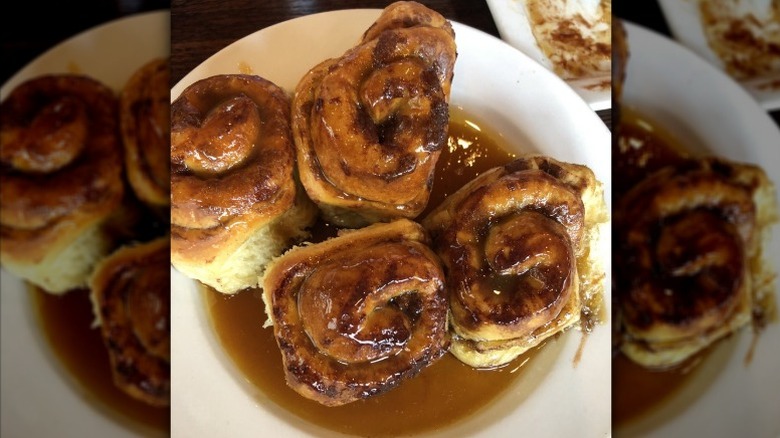 French toast roll in syrup.