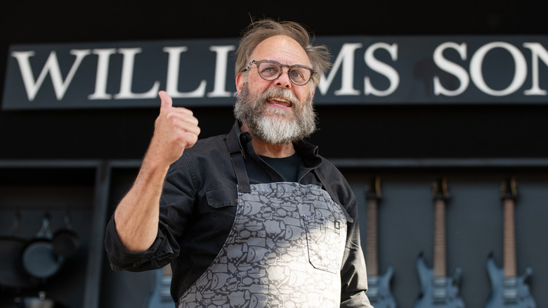 Alton Brown speaks at the Williams Sonoma Culinary Stage.