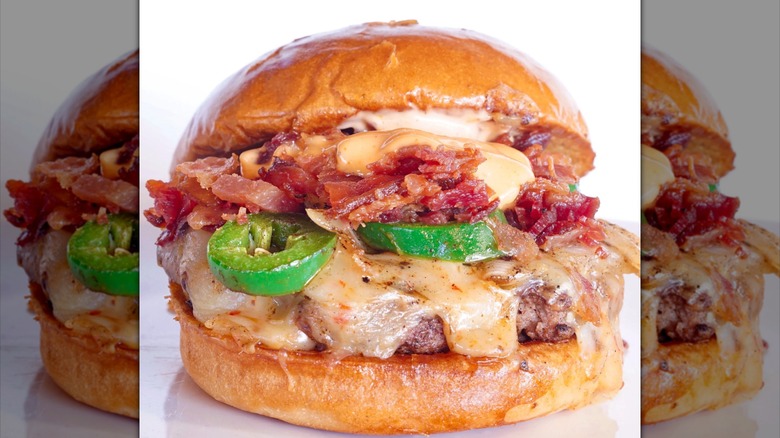 Loaded bacon cheeseburger from Higher Ground Charhouse
