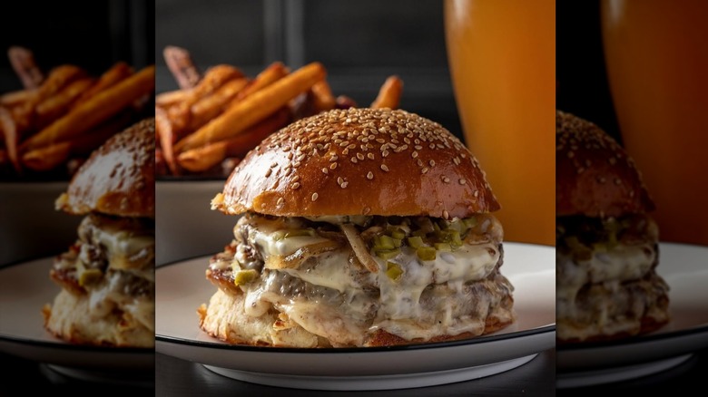 Juicy double cheeseburger from Le Rond