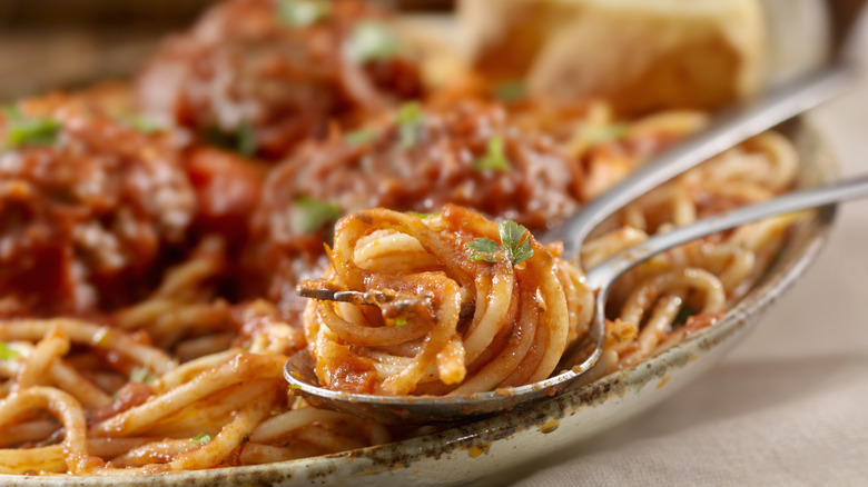 spaghetti on a spoon