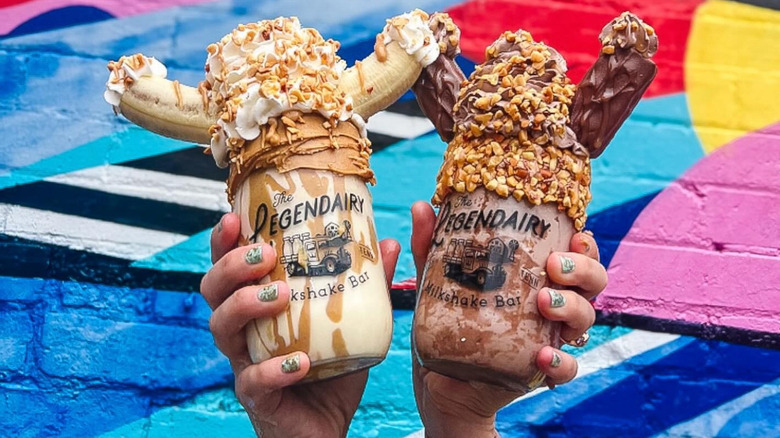 Two Legendairy milkshakes in Mason jars.
