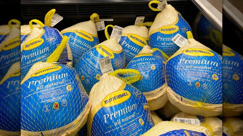 Turkeys in a refrigerator at Walmart