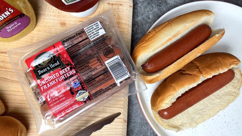 A package of Boar's Head Uncured Beef Frankfurters
