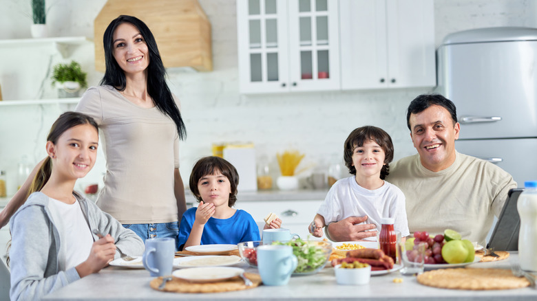 Family gathering for breakfast