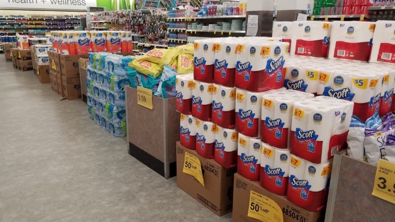 Paper goods in a store