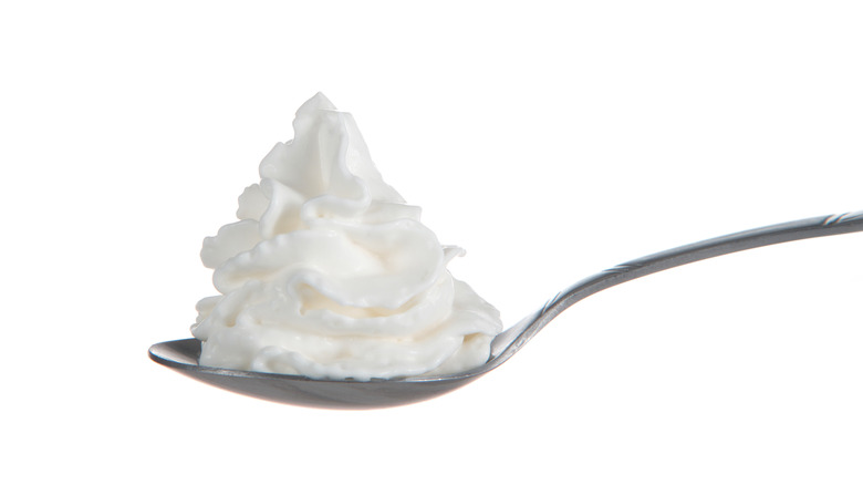whipped cream on a spoon
