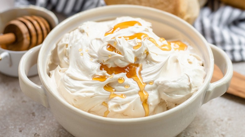whipped butter with honey drizzle
