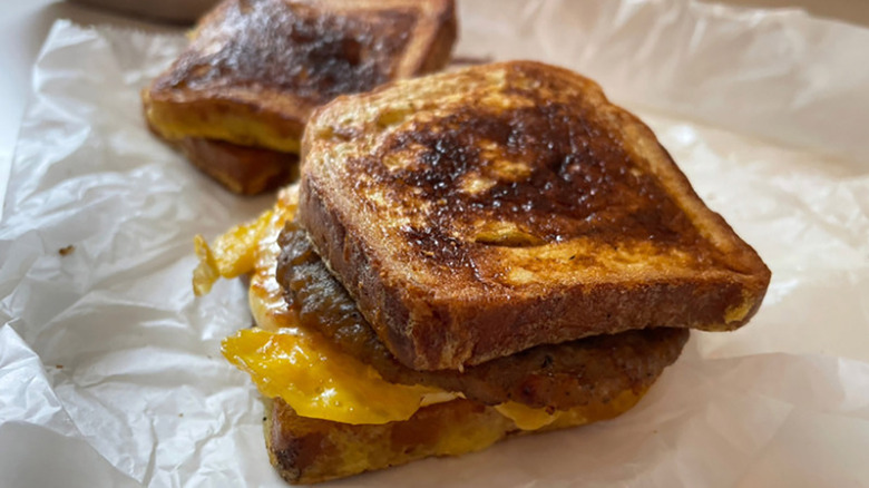 French toast sliders on table