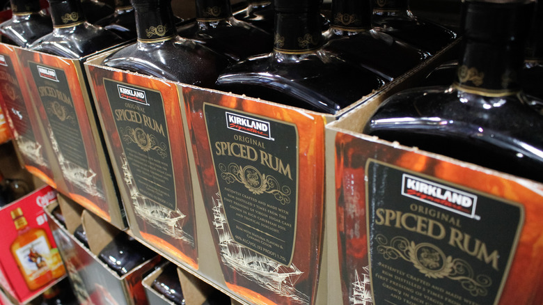 Kirkland rum on shelves