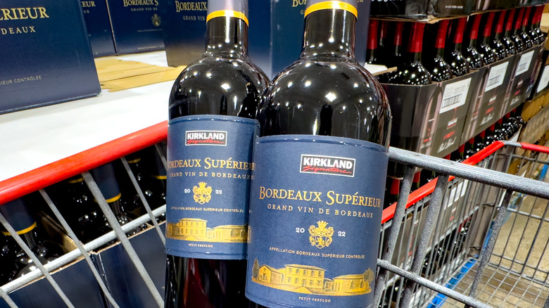 Kirkland Signature Bordeaux 2022 wine bottles in cart