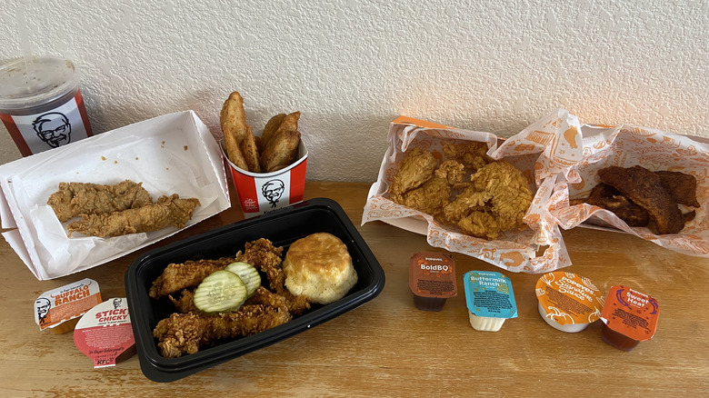 Full meal orders from both KFC and Popeyes in original packaging