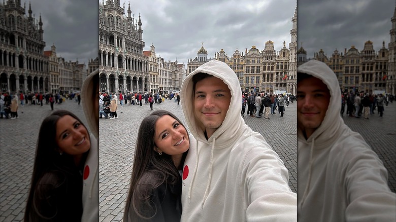Isabelle Tashima and Nick DiGiovanni at a public courtyard in Paris, France