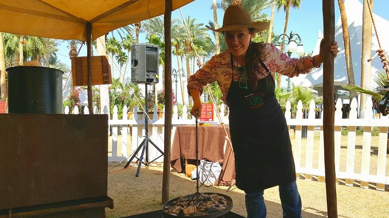 Shannon Rollins getting ready to cook