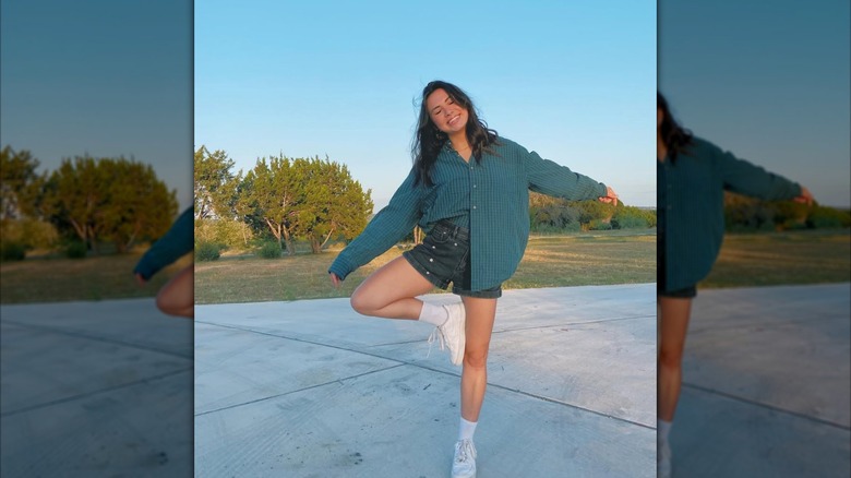 Haley Pham standing on one leg