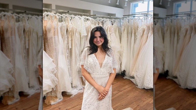 Haley Pham standing in a wedding dress