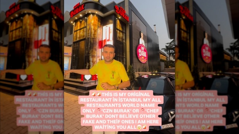 Screenshot of a video uploaded by Czn Burak, real name Burak Ozdemir, in front of his restaurant in Istanbul