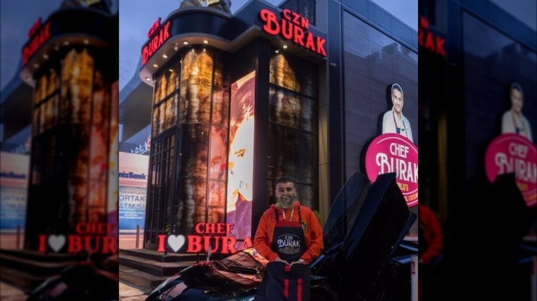 CZN Burak, real name Burak Ozdemir, posing outside his restaurant CZN Burak Restaurant in Etiler, Istanbul