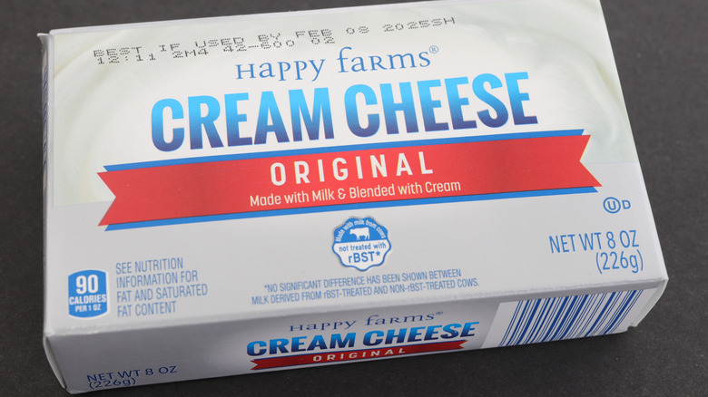 A block of Happy Farms cream cheese