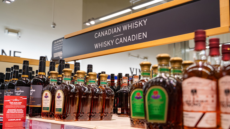 Canadian whiskies on grocery shelves