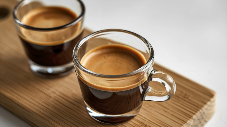 Two glass cups of espresso