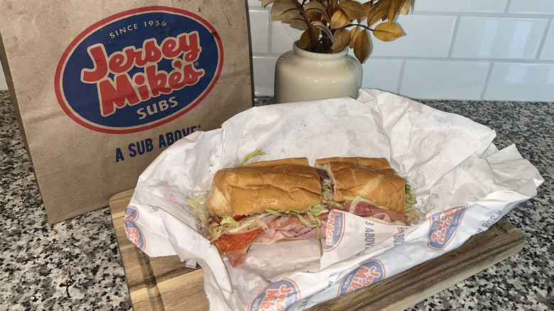 Jersey Mike's sandwich on kitchen counter