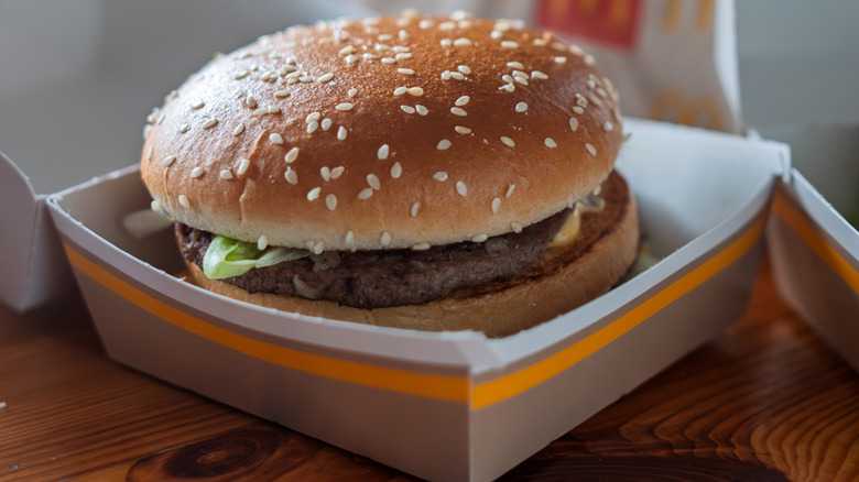 A Big Mac in an open paper box