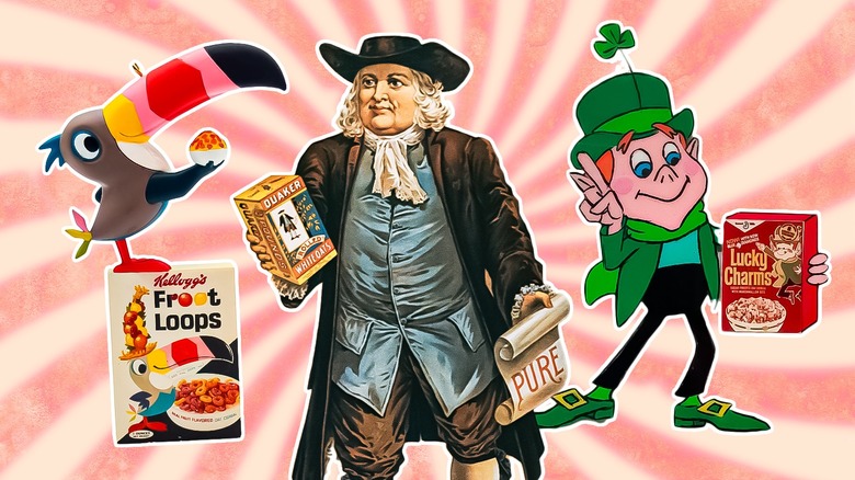 Quaker, Froot Loops, Lucky Charms mascots