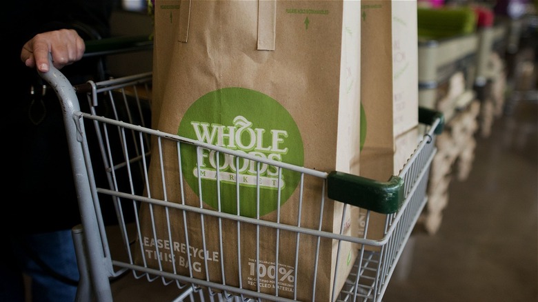 Whole Foods bags in shopping cart