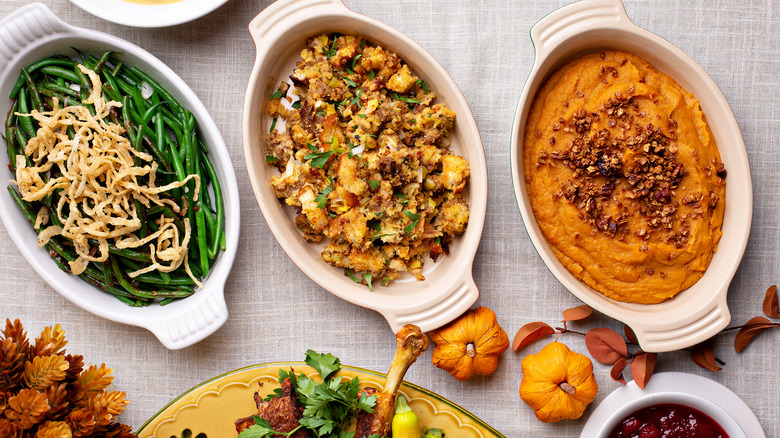 holiday side dishes on a table