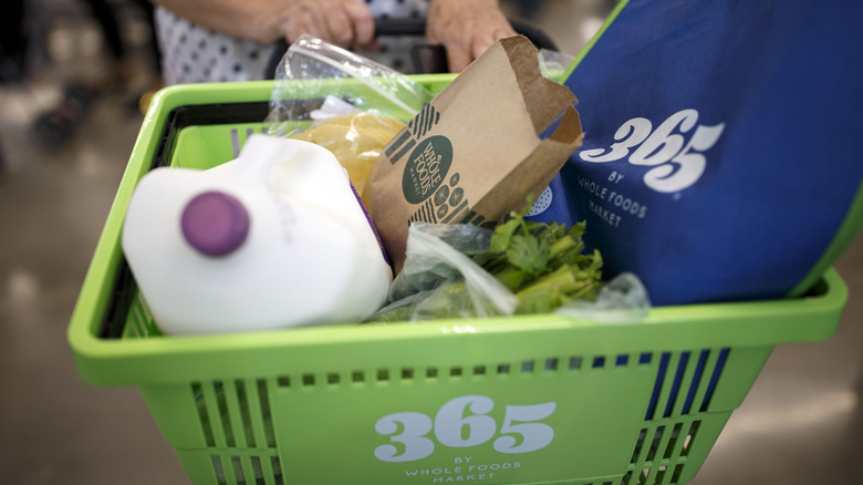 Basket of Whole Foods groceries