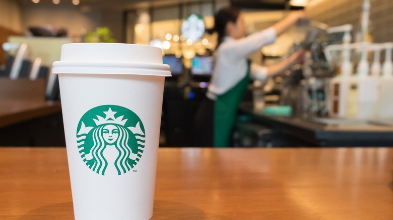 Starbucks drink on cafe counter