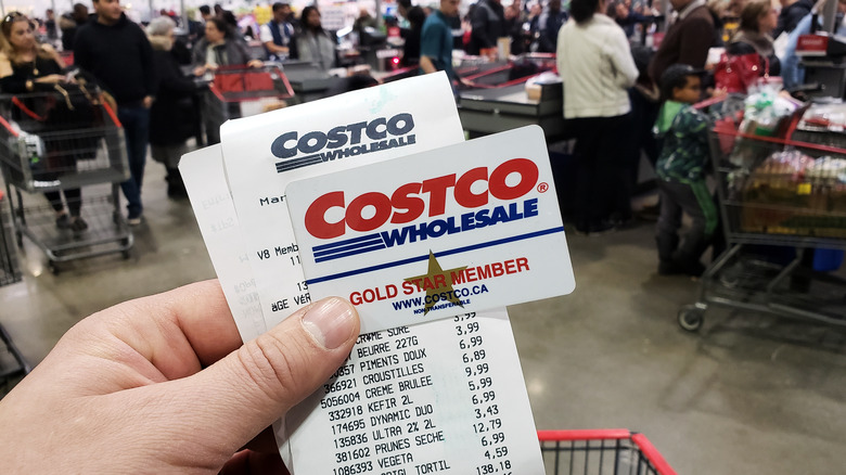 Costco receipt and check out line