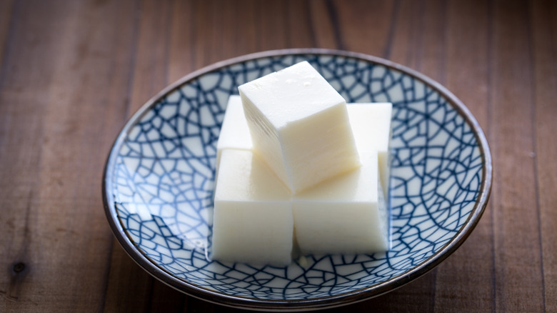 Cubes of almond tofu