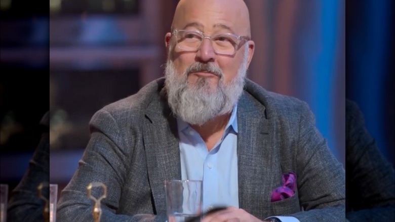 Andrew Zimmern judging a competition