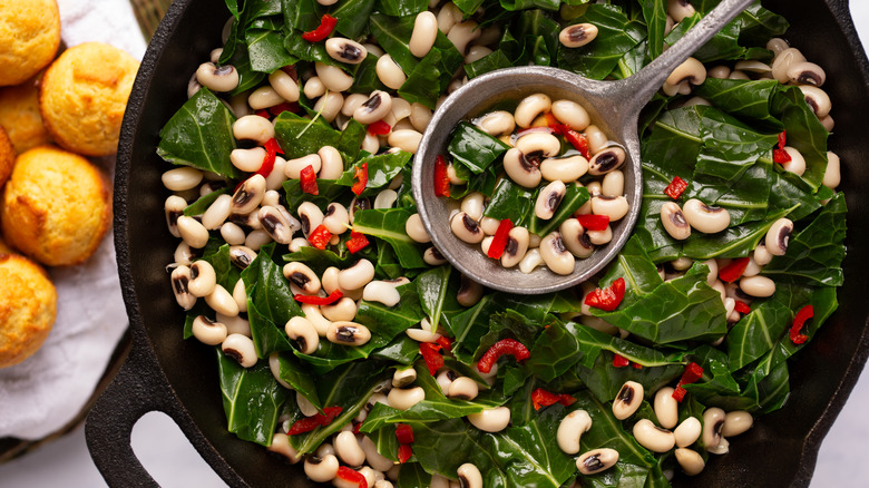 Collard greens and black-eyed peas