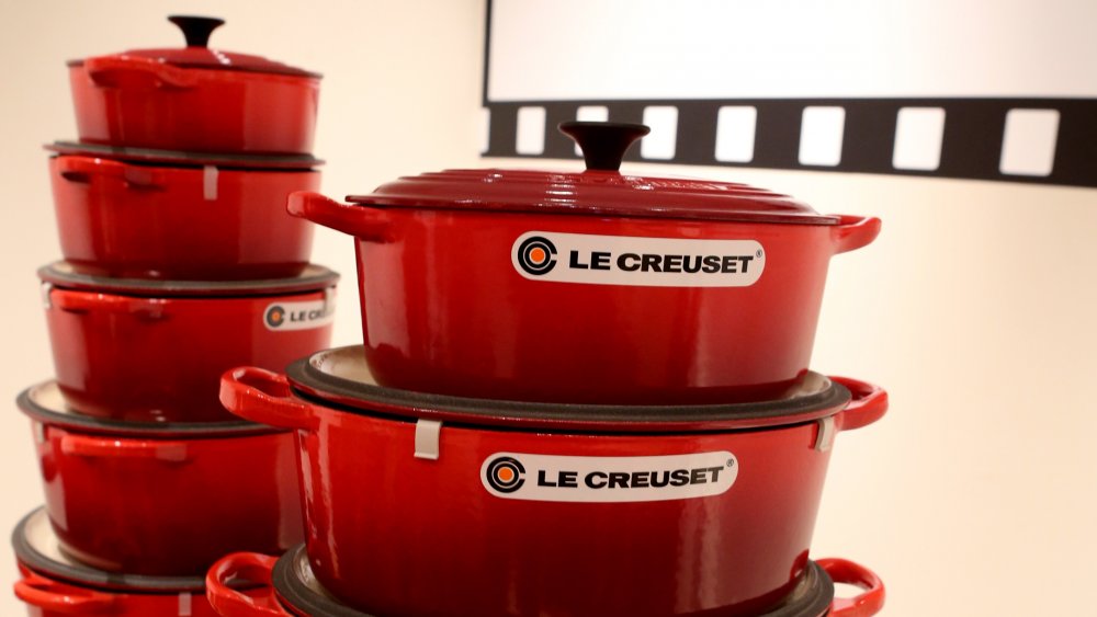 stack of Le Creuset pots