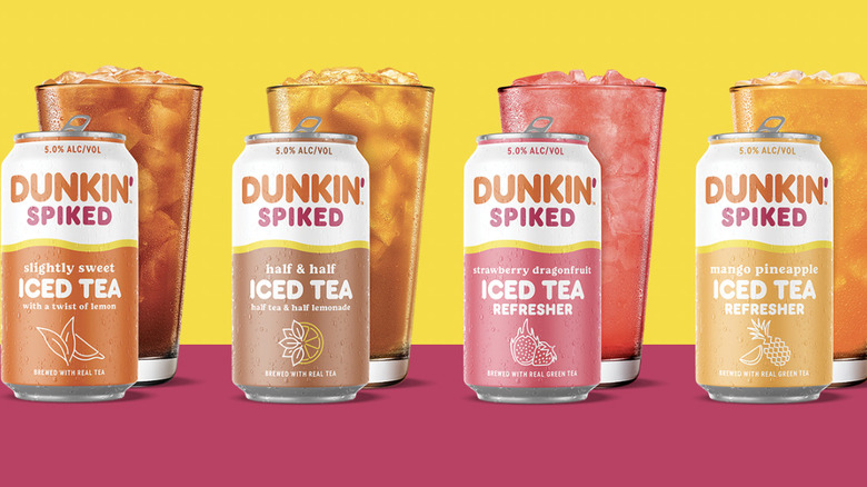 dunkin spiked cans glasses lined up