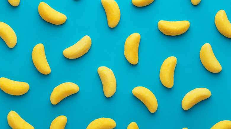 Banana candy on blue background