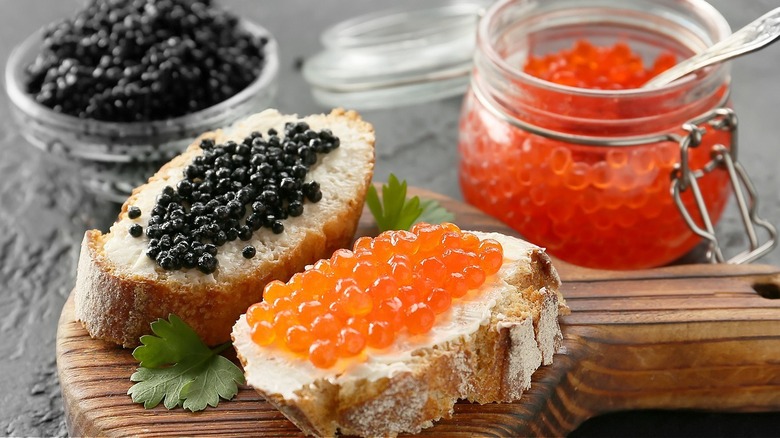 Caviar on slices of bread